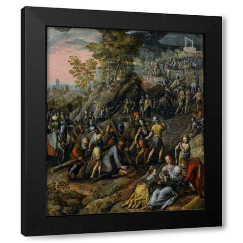 Christ carrying the Cross Black Modern Wood Framed Art Print by Beuckelaer, Joachim