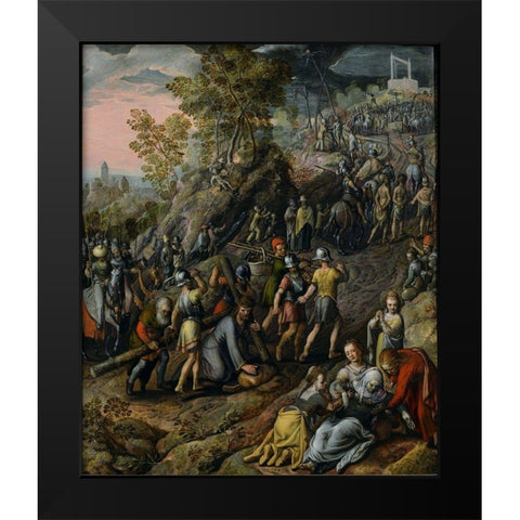 Christ carrying the Cross Black Modern Wood Framed Art Print by Beuckelaer, Joachim