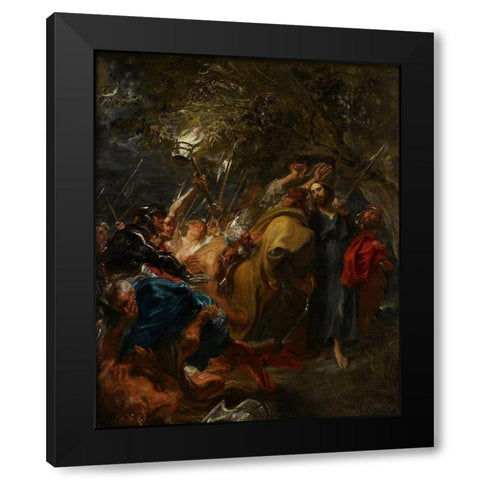 The Betrayal of Christ Black Modern Wood Framed Art Print by van Dyck, Anthony
