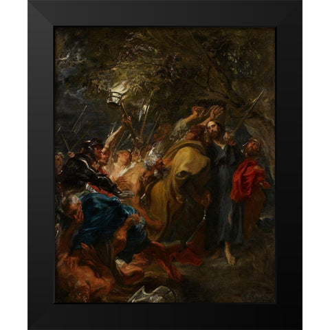 The Betrayal of Christ Black Modern Wood Framed Art Print by van Dyck, Anthony