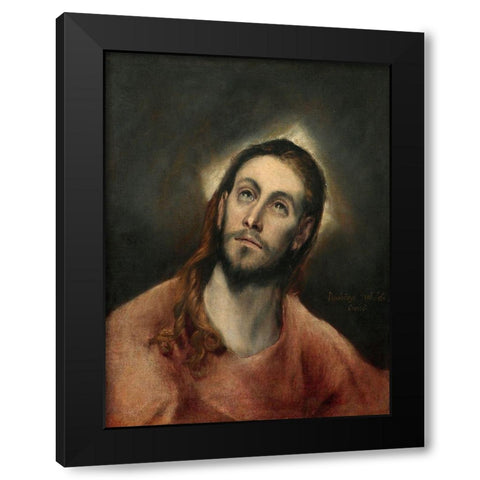 Christ in Prayer Black Modern Wood Framed Art Print with Double Matting by El Greco