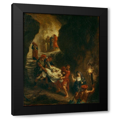 Christ Carried Down to the Tomb Black Modern Wood Framed Art Print by Delacroix, Eugene