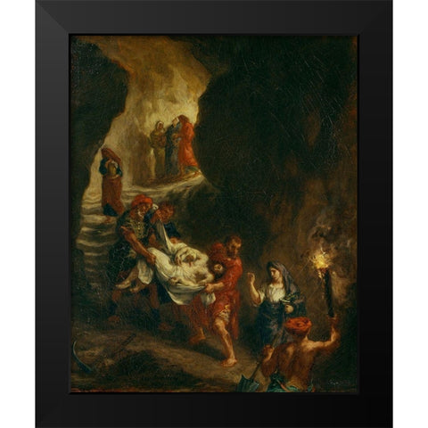 Christ Carried Down to the Tomb Black Modern Wood Framed Art Print by Delacroix, Eugene