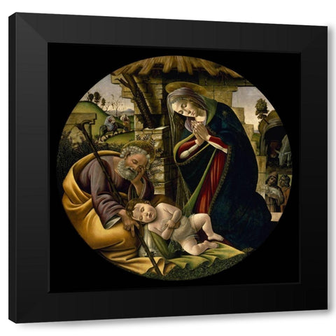 The Adoration of the Christ Child Black Modern Wood Framed Art Print with Double Matting by Botticelli, Alessandro