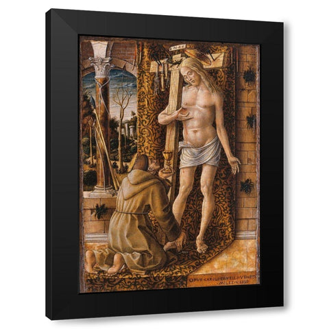 Saint Francis Collecting the Blood of Christ Black Modern Wood Framed Art Print by Crivelli, Carlo