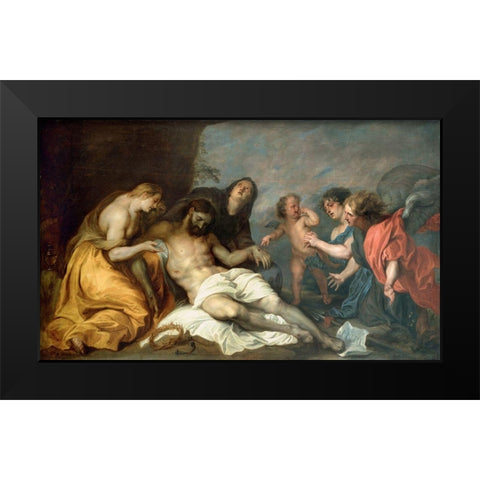 Lamentation over the Dead Christ Black Modern Wood Framed Art Print by van Dyck, Anthony