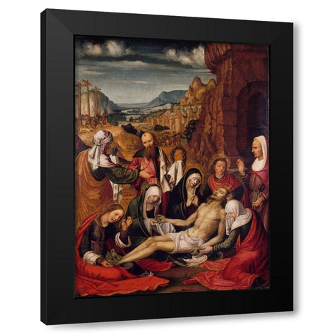 Mourning over the Dead Body of Christ Black Modern Wood Framed Art Print with Double Matting by da San Leocadio, Paolo