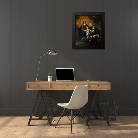 The Infant Christ Distributing Bread to the Pilgrims Black Modern Wood Framed Art Print by Murillo, Bartolome Esteban