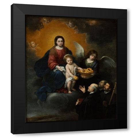 The Infant Christ Distributing Bread to the Pilgrims Black Modern Wood Framed Art Print with Double Matting by Murillo, Bartolome Esteban