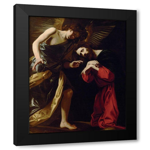 Christ on the Mount of Olives Black Modern Wood Framed Art Print with Double Matting by Battistello