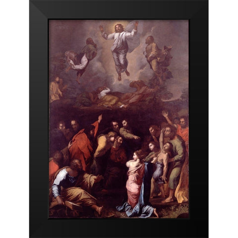 The Transfiguration Black Modern Wood Framed Art Print by Raphael