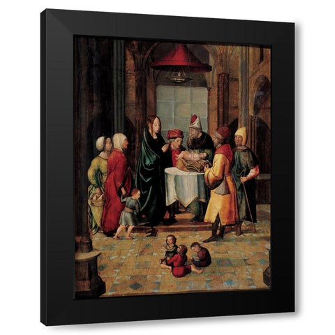 The Presentation of Christ Black Modern Wood Framed Art Print by Borgona Juan de