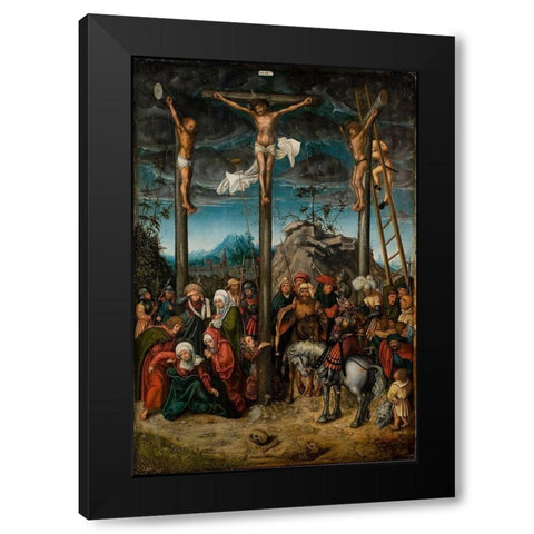 The Crucifixion Black Modern Wood Framed Art Print with Double Matting by Cranach the Elder, Lucas