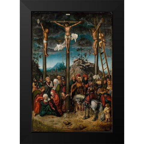 The Crucifixion Black Modern Wood Framed Art Print by Cranach the Elder, Lucas
