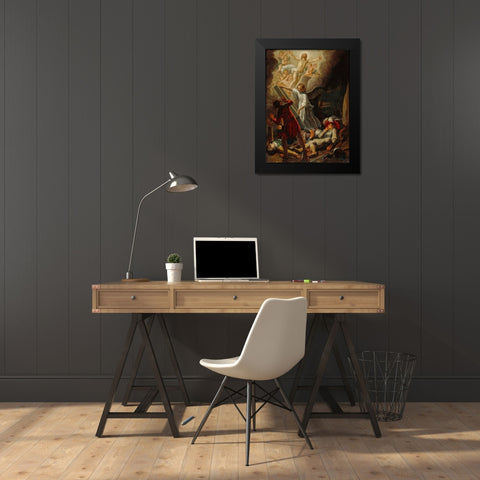The Resurrection Black Modern Wood Framed Art Print by Lastman, Pieter