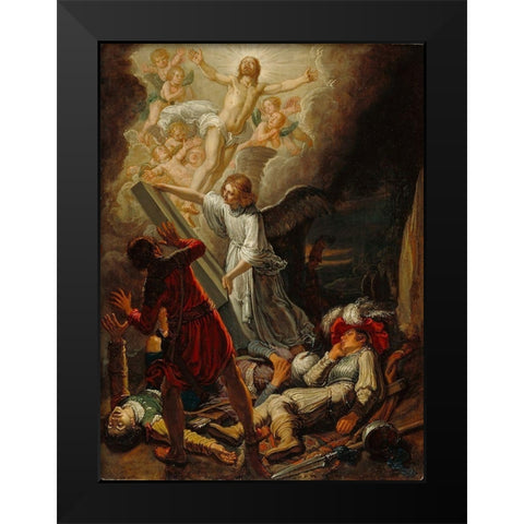 The Resurrection Black Modern Wood Framed Art Print by Lastman, Pieter