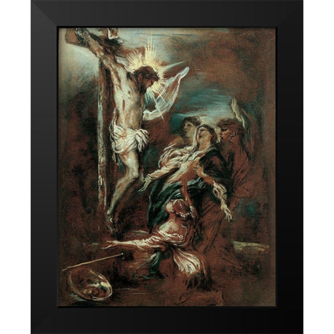Crucifixion Black Modern Wood Framed Art Print by Grechetto