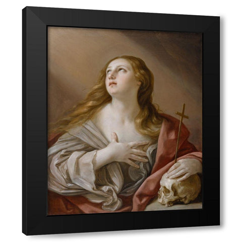 The Penitent Magdalene Black Modern Wood Framed Art Print with Double Matting by Reni, Guido