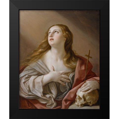 The Penitent Magdalene Black Modern Wood Framed Art Print by Reni, Guido