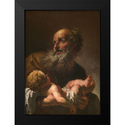 Simeon with Infant Jesus Black Modern Wood Framed Art Print by Brandl, Petr