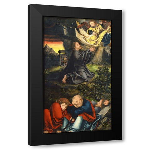 The Garden of Gethsemane Black Modern Wood Framed Art Print with Double Matting by Cranach the Elder, Lucas