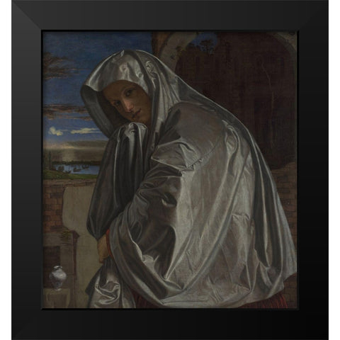 Mary Magdalene Black Modern Wood Framed Art Print by Savoldo, Giovanni Girolamo