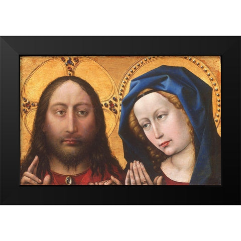 Christ and the Virgin Black Modern Wood Framed Art Print by Campin, Robert