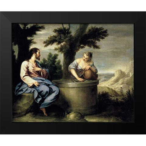 Cristo y la Samaritana Black Modern Wood Framed Art Print by Cano, Alonso