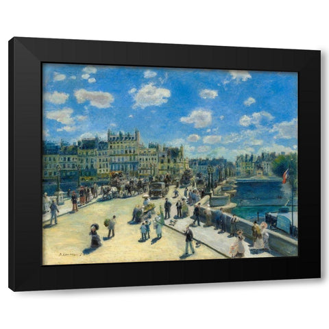 Pont Neuf Black Modern Wood Framed Art Print with Double Matting by Renoir, Pierre-Auguste