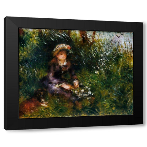 Madame Renoir with the dog Black Modern Wood Framed Art Print with Double Matting by Renoir, Pierre-Auguste