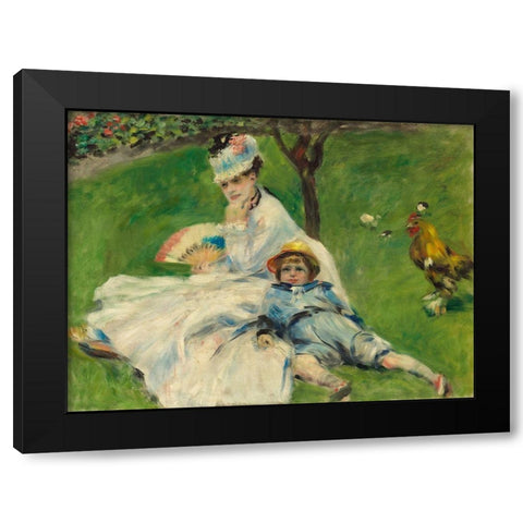 Madame Monet and Her Son Black Modern Wood Framed Art Print with Double Matting by Renoir, Pierre-Auguste