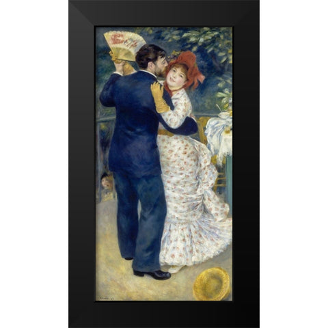 Country Dance Black Modern Wood Framed Art Print by Renoir, Pierre-Auguste