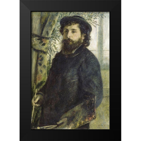 Claude Monet Black Modern Wood Framed Art Print by Renoir, Pierre-Auguste