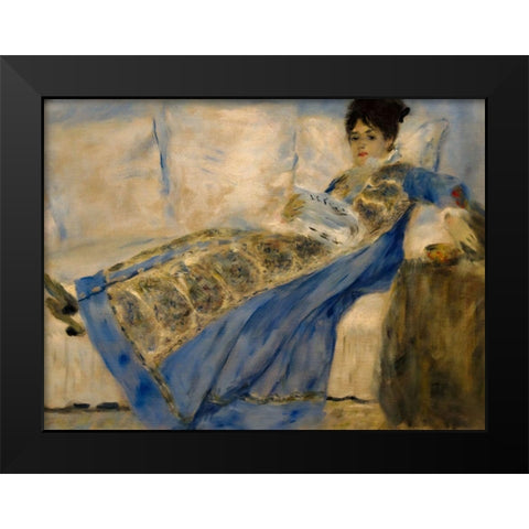 Madame Claude Monet Black Modern Wood Framed Art Print by Renoir, Pierre-Auguste