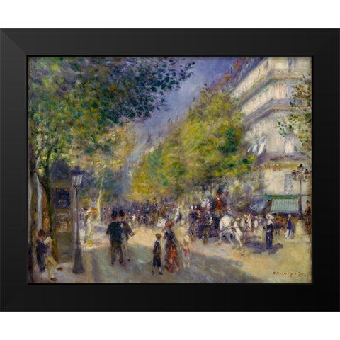 The Grands Boulevards Black Modern Wood Framed Art Print by Renoir, Pierre-Auguste