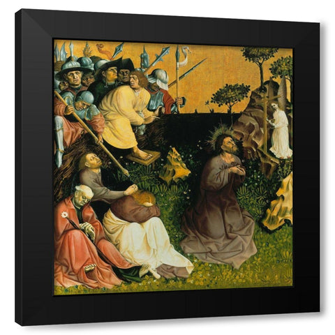 Christ on the Mount of Olives Black Modern Wood Framed Art Print with Double Matting by Multscher, Hans