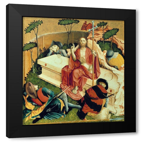 The Resurrection of Jesus Christ Black Modern Wood Framed Art Print by Multscher, Hans