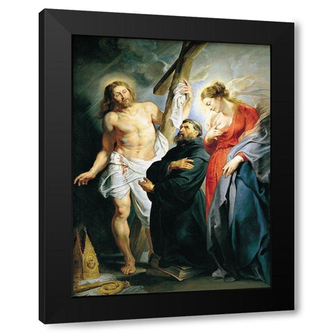 San Agustin entre Cristo y la Virgen Black Modern Wood Framed Art Print by Rubens, Peter Paul
