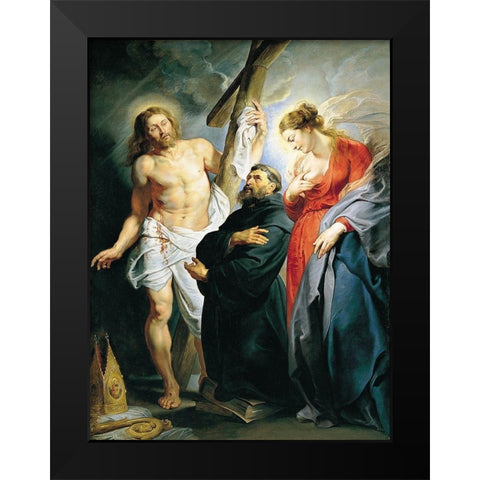 San Agustin entre Cristo y la Virgen Black Modern Wood Framed Art Print by Rubens, Peter Paul