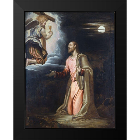 Christ in the Garden Black Modern Wood Framed Art Print by Peterzano, Simone