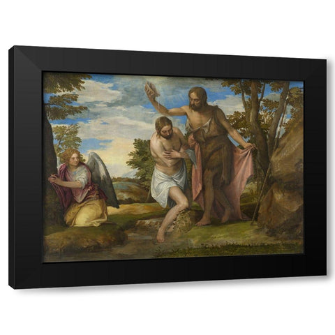 The Baptism of Christ Black Modern Wood Framed Art Print by Veronese