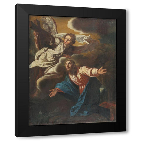 Christ on the Mount of Olives Black Modern Wood Framed Art Print by Schroder, Johann Christian