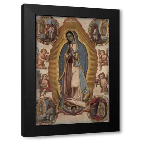 Virgin of Guadalupe Black Modern Wood Framed Art Print with Double Matting by Unknown
