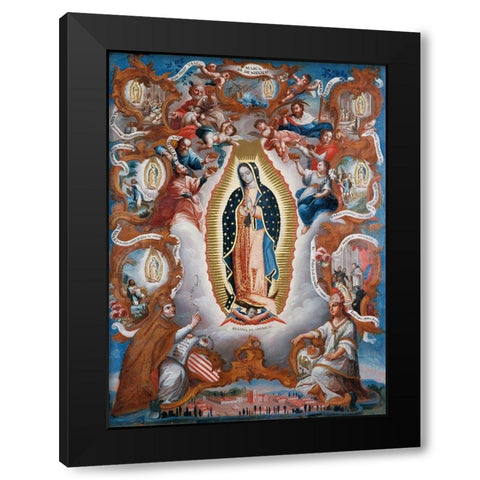 Virgin of Guadalupe Black Modern Wood Framed Art Print by Unknown Mexican Artist