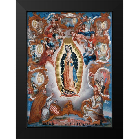 Virgin of Guadalupe Black Modern Wood Framed Art Print by Unknown Mexican Artist