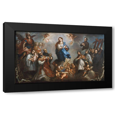 The Inmaculate Conception with Jesuits Black Modern Wood Framed Art Print by Aguilera, Juan Francisco de
