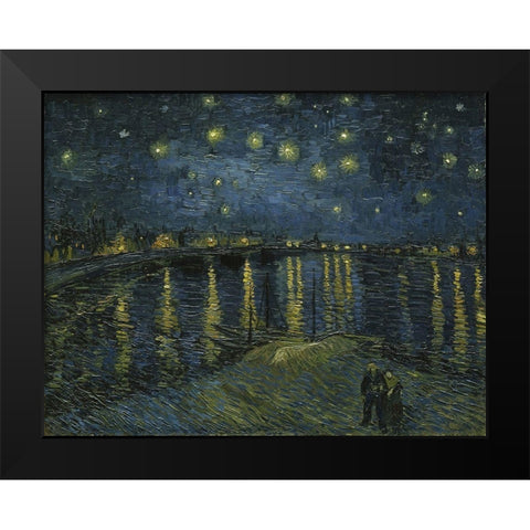 Starry Night Black Modern Wood Framed Art Print by van Gogh, Vincent