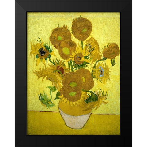 Sunflowers Black Modern Wood Framed Art Print by van Gogh, Vincent