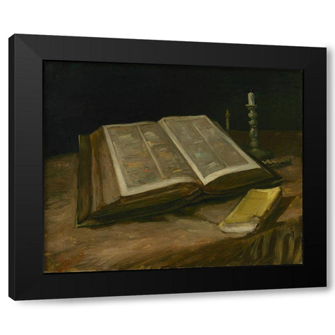 Still life with Bible Black Modern Wood Framed Art Print with Double Matting by van Gogh, Vincent