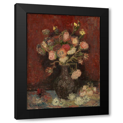 Vase with Chinese asters and gladioli Black Modern Wood Framed Art Print with Double Matting by van Gogh, Vincent